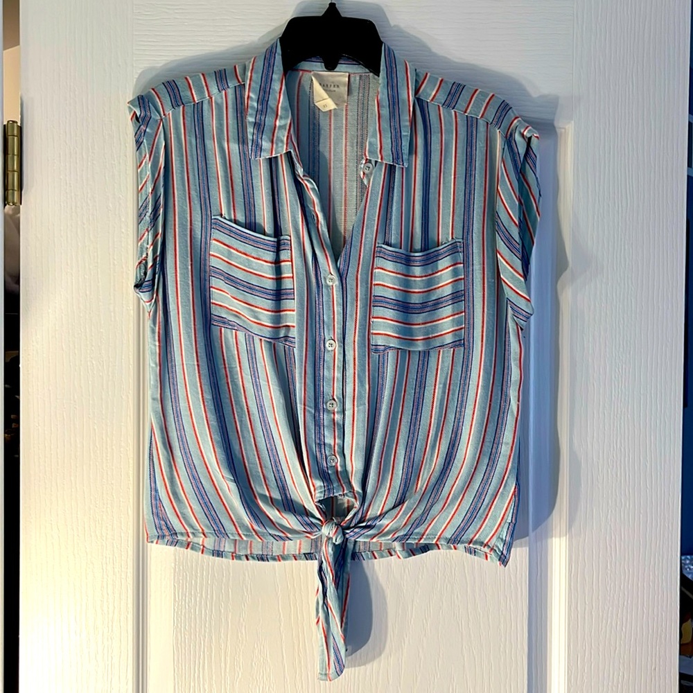 Plaid button-down T-shirt